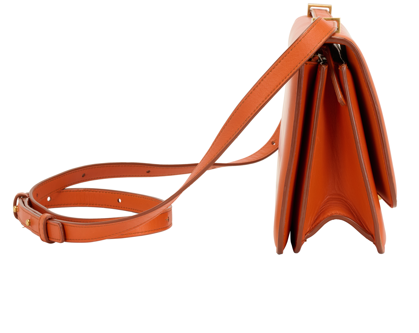 Small Classic Ronde Shoulder Bag, &pound;350, Handbags, Orange, Leather, Side view